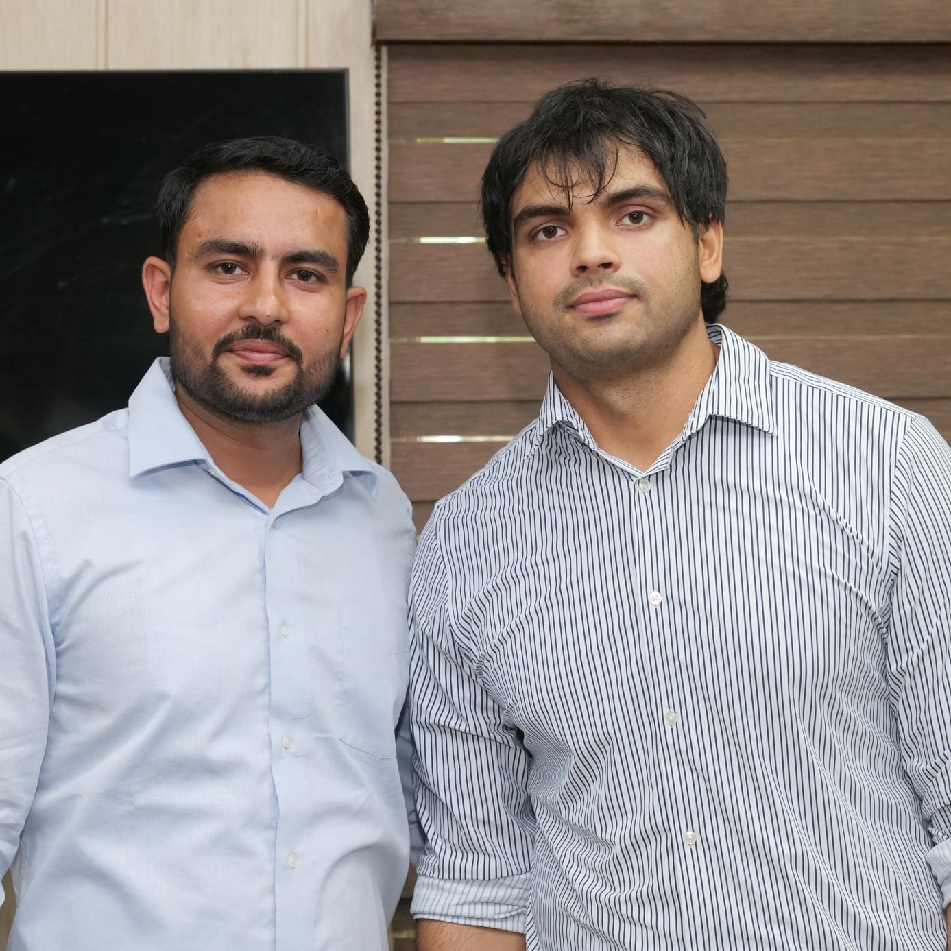 Dr. Aashish Jakhar (President, Sports PEFB) with Neeraj Chopra, Olympic Gold Medalist Javelin Thrower
